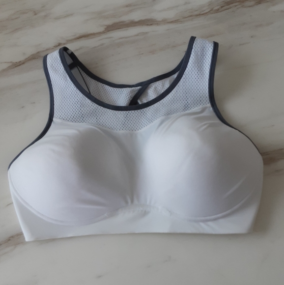 MAIDENFORM Wirefree White Gray Trim High Impact Sports Bra Sz 38D - NWOT - Picture 7 of 9